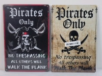 New - Two (2) PIRATES ONLY Metal Yard Signs . Both measure 8"&times;11 3/4"