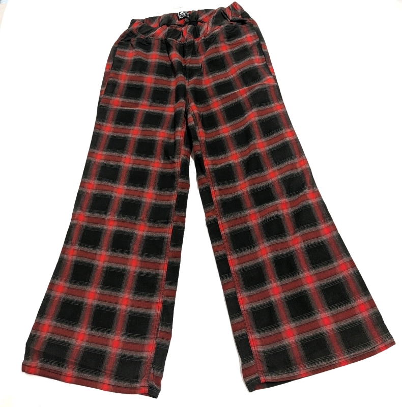 New Size 20 BLOOMCHIC Red Plaid Wide Legs Pants with Elastic Waist + Front Pockets