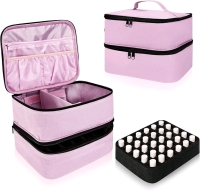 New Double Layer Nail Polish Organizer, Portable Carrying Bag for Nail Design Cosmetic Bag Accessories for 30 Bottles (15ml-0.5 fl.oz)