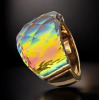 New Elegant 18K Golden Plated Stainless Steel Ring with High Polished Colourful Stone Size 8