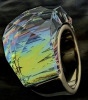 New Elegant 18K Golden Plated Stainless Steel Ring with High Polished Colourful Stone Size 8 - 2