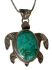 Sterling Turquoise Turtle Pendant 925 Snake Chain