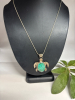 Sterling Turquoise Turtle Pendant 925 Snake Chain - 2