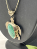 Sterling Turquoise Turtle Pendant 925 Snake Chain - 3