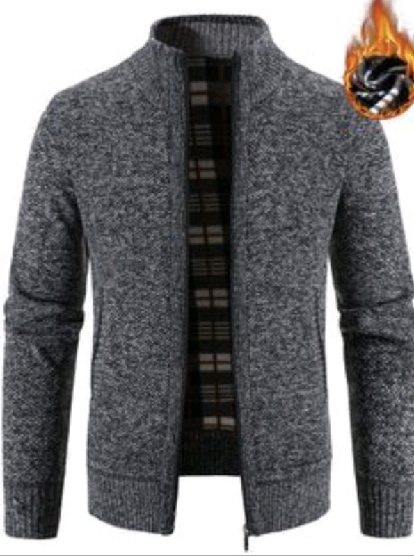 New sz Medium Manfinity Men's Marled Knit Thermal Zip Up Cardigan