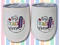 2 New BEST TEACHER EVER Insulated Travel Tumblers with Lids | 4.5" Tall