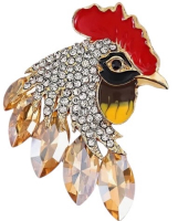 Vintage Style Rooster Rhinestone Brooch - Encrusted