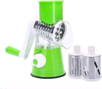 New 3 In 1 Multi Purpose Rotary Cheese Grater with 3 Different Blade Drums for Cheese, Vegetables & Nuts