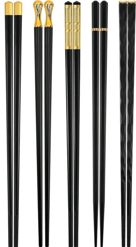 New 5 Pair Fiberglass Chopstick Set. 9.5" Long.
