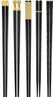 New 5 Pair Fiberglass Chopstick Set. 9.5" Long.