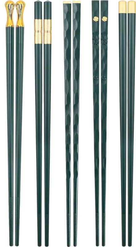 New 5 Pair Fiberglass Chopstick Set. 9.5" Long.