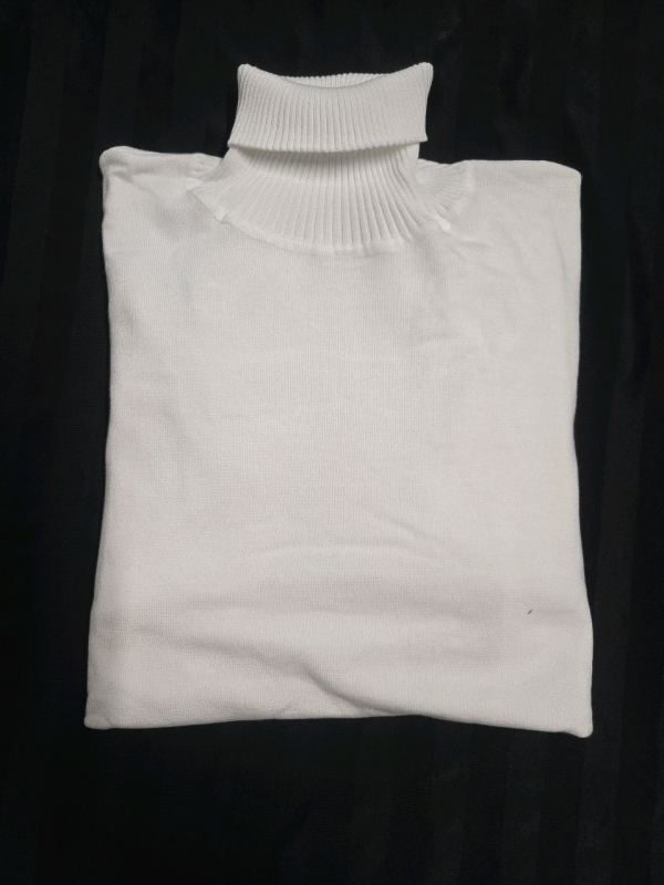 New | 5XL Mens Manfinity White Knit Turtle Neck Long Sleeve Sweater