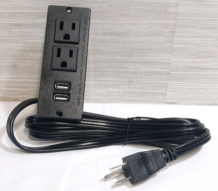 New Recessed Power Strip w/ 2 Power Outlets and 2 USB Ports