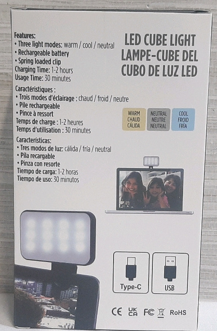 New LED Cube Light w/ Type-C Charging and 3 Light Modes