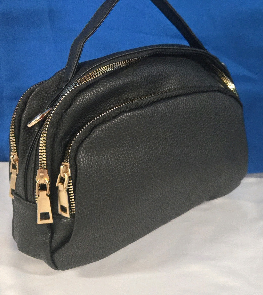 New | Womens Blue Handbag W/ Gold Toned Zippers