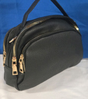 New | Womens Blue Handbag W/ Gold Toned Zippers