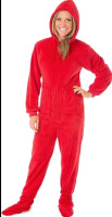New | Bright Red Large Unisex Onesie W/ Hoodie