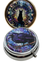 2 Trinket Small Jewelry Pill Boxes Cat Raven 3 Compartments