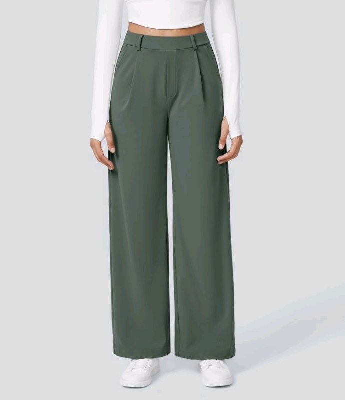 New Women's XS Halara HaloTek Air&trade; High Waisted Side Pocket Straight Leg Work Pants.