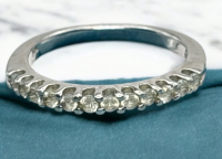 925 Sterling Silver 12 CZ Band Ring Size 8 Stamped Signed