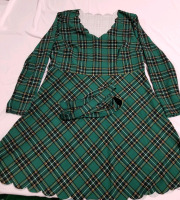New Ladies 2xl plaid dress scalloped edges with belt