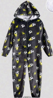 New | Tween Boy Soccer Print Hooded Sleep Jumpsuit Teen Size: 13-14Y