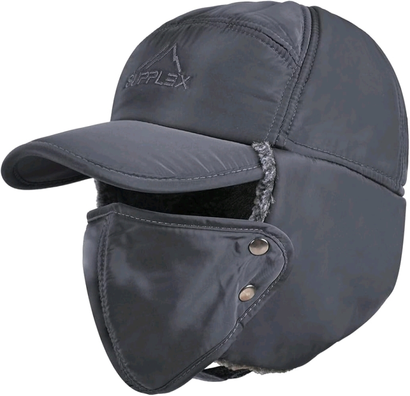 New Unisex Supplex Winter Trapper Hat with Ear Flaps and Face Mask