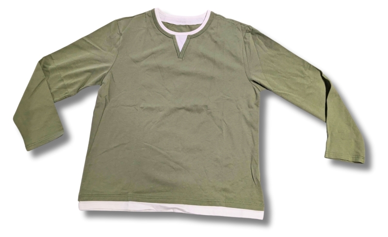 New Size Large Men's Faux-Undershirt 100% Cotton Long Sleeve Shirt
