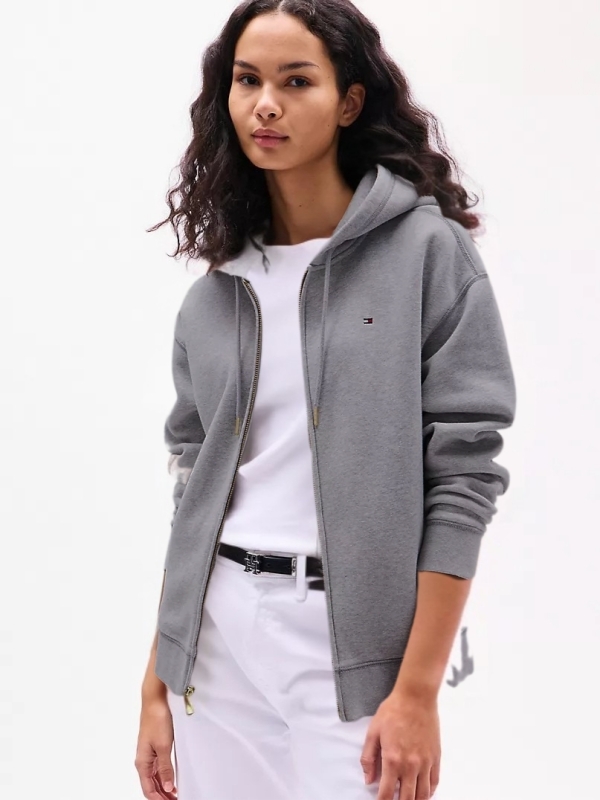 New Size Medium Ladies TOMMY HILFIGER Relaxed Full Zip Fleece Hoodie | Retails $79.50