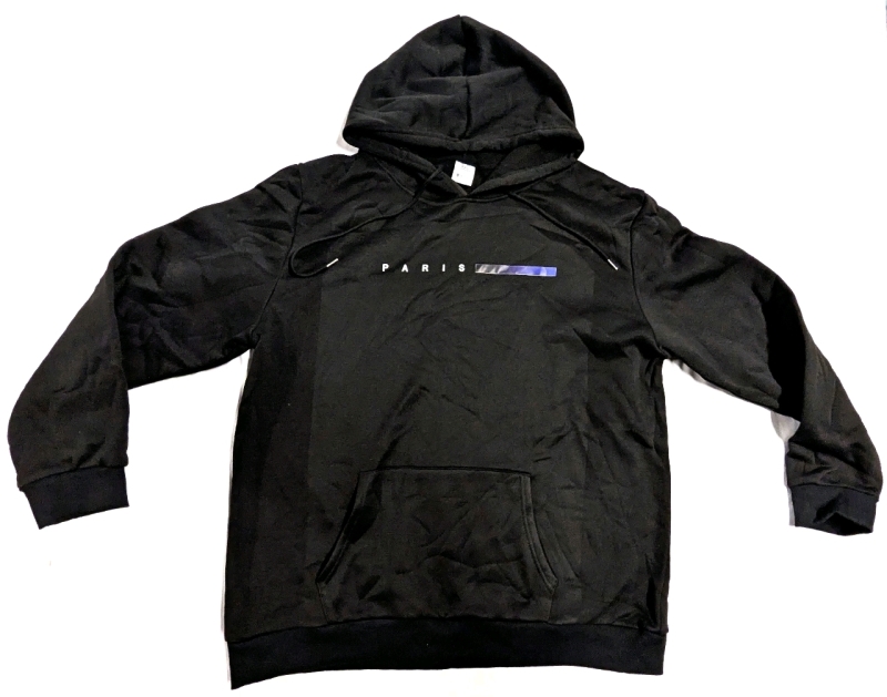 New Size XXL "Paris" Black Hoodie