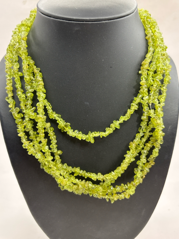 Two Peridot Nugget Necklaces Birthstone For August 34 / 58 Inches Approximately