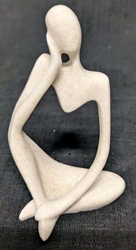 New: Sandstone Resin Thinker Statue - 5" Tall x 2.5" Wide