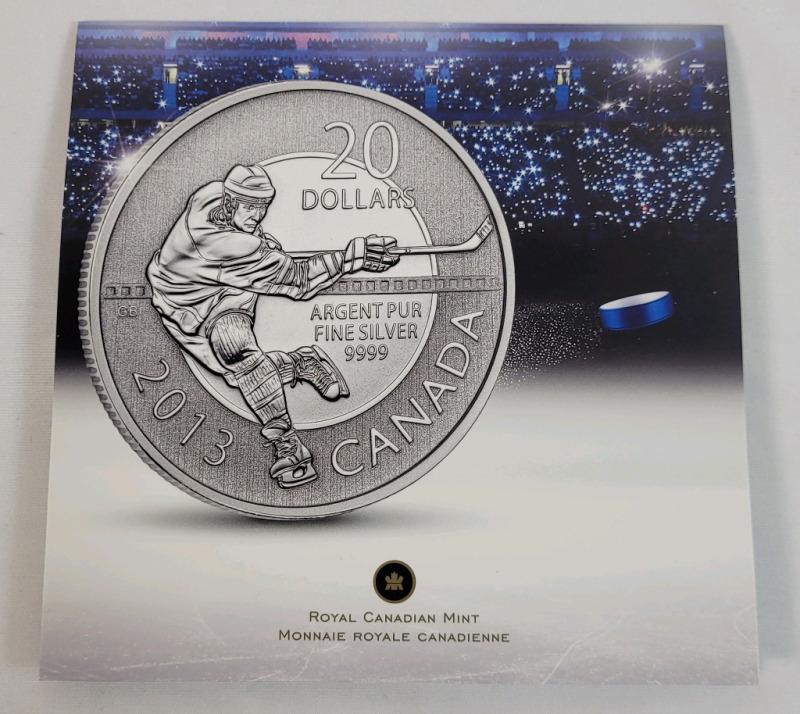 2013 Canadian Fine Silver Hockey Player $20 Twenty Dollar Coin