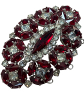Early Vintage Signed Sherman Ruby Red & Diamant&eacute; Brooch Pendant