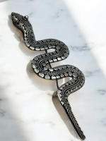 Sterling Large Detailed Snake Brooch 3.5 Inches