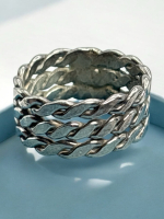 Sterling Silver Celtic Weave Ring Braided Band Woven Ring Stamped 925 Mex Size 7.5