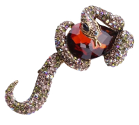 Luxury Enamel Snake Brooch / Pendant Inlaid Large Zirconia + Rhinestones