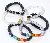 6 New Paired Stone Expansion Bracelets : Rainbow, Crowns & Yin/Yang