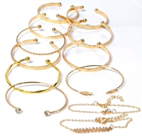 12 New Bracelets : 10 Open-Cuff & 2 Chain Bracelets | Chains 8.5" Long