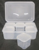 New - Large Clear Container w/Lid & Six (6) Small Containers w/Lids .