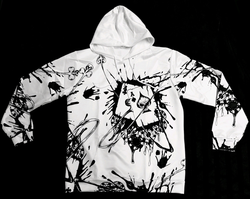New Size XL Men's Lightweight Poker Splatter Graphic Hoodie