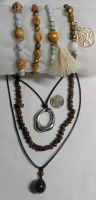 New | Woman's Wood/Nature Themed Jewelry Lot | Includes 4 Bracelets and 3 Necklaces | Largest Item Measures 19"
