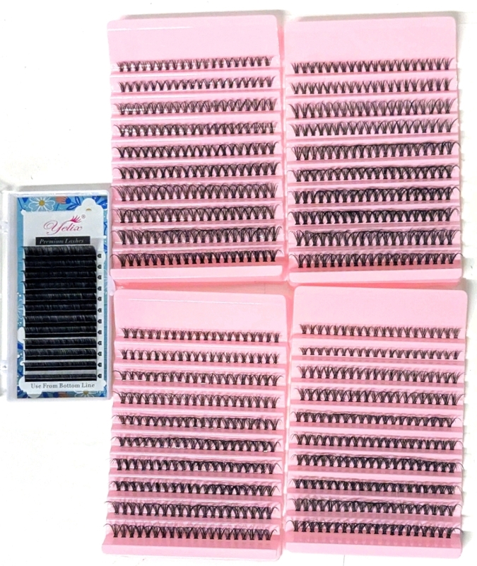 5 New Packs of Lash Cluster Extensions &bull; 8-16mm 40D (200ea in Pink Packs) & Yelux C 0.05