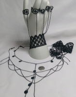 New | Women's Gothic Jewelry Set | Comes w/ 2 Necklaces and 2 Hand Jeweley Pieces | Laefest Otem Measures 18"