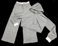 New Size XL Women's 2-Piece Grey Crop Hoodie & Wide Legs Drawstring Track Pants Set
