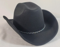 New - Sz. 7 1/8 Women's Felt American Style Cowboy Hat , Black