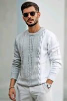 New Size Small Men's NOVA MEN Cody Cable Knit Sweater : Heather Grey