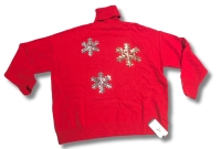 New Size XL Women's Anewsta Knitted Turtleneck Sweater with Sequin Snowflakes