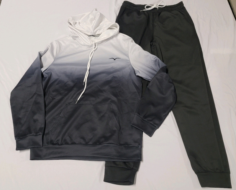 New - Sz. Medium Men's Grey / Black Track Suit w/Elastic Waist & Tie-Up String