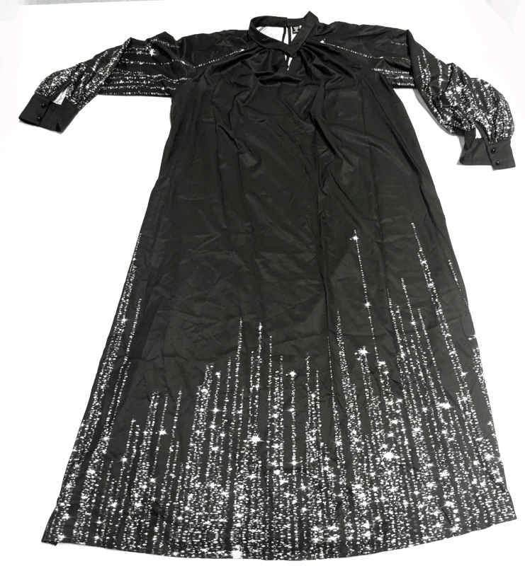 New Size 1XL Women's Women's Oversized Sparkle Print Long Sleeve Flowy Dress
